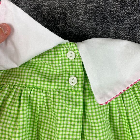 Vtg Copper Key Toddler 2T Collared Two-Piece Set Gingham Bee Embroidered Dress - Picture 10 of 11